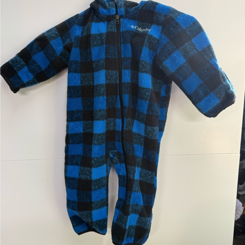 Columbia Blue and Black Cozy Footie One Piece